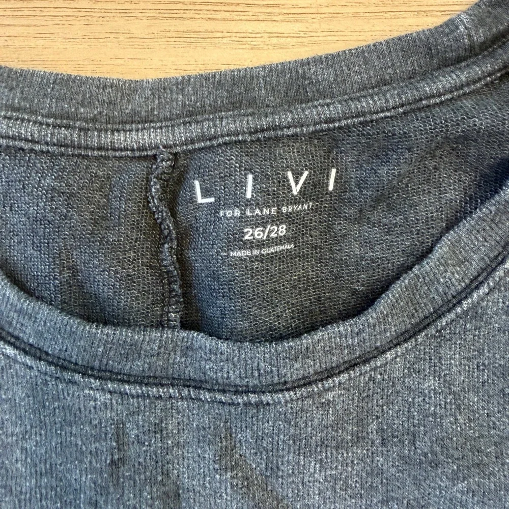 Lane Bryant Livi Plus 26/28 Faded Gray Distressed Hope Heart Graphic‎ Sweater